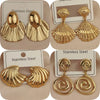 Charming heavy metal fan-shaped spiral gold-plated women's earrings, and stainless steel, wife gift - Image 1