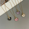 Colorful Shell Pendant Necklace with Imitation Pearl on Gold-Tone Chain - Image 3