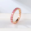 Single Row Stone Blue Green Pink Ice Flower Zircon Stacking Engagement Rings For Women Gold Color Round Wedding Bands - Image 5