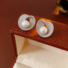 Zircon Round Pearl Earrings for Women Personality Irregular Stud Earring Temperament High Sense Simple Jewelry Wedding Girl - Image 1