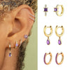 Crmya Gold Plated Drop Hoop Earrings For Women Piercing Purple CZ Zircon Women's Dangle Earrings Jewelry - Image 2