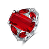 Female Silver Jewelry Ring Have Stamp Big Red CZ Stone Wedding Rings for Women Party - Image 5