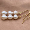 Baroque Freshwater Pearl Earrings. Simple, Elegant And Versatile Long Three-bead Earrings - Image 3