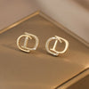 Minimalist Double D Rhinestone Earrings Gold Plated Letter Stud Jewelry for Women Versatile Daily Accessories - Image 1