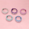 Square Cubic Zirconia Hinged Piercing Clicker for 16G Septum and Ear Styles - Image 2