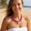 Colorful Acrylic Bead Choker Necklace with Heart Pendant - Image 2