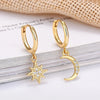 Minimalist Crystal Zirconia Stars Moon Huggie Hoop Earrings For Women Stainless Steel Circle Earrings Punk Rock Jewelry - Image 1