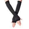 Striped Fingerless Gloves Arm Warmers Cotton Elbow Protection Warm Bracelet Gloves for Cold Weather Daily Casual Outdoor Wear - Image 6