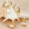 4PCS Stainless Steel Four Zircons Flower Pendant Hoop Earrings Set for Women Cartilage Huggies Square Earring Piercing Jewelry - Image 5