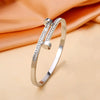 Stainless Steel CZ Bangle Bracelet for Women Silver Plated Clover Open Cuff Bangles No Fade Jewelry - Image 9