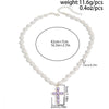 Pearl Cross Pendant Necklace Women Colorful Zircon Square Stud Earrings Elegant Banquet Dress Jewelry Set Accessories - Image 6