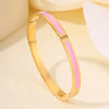Buling Pink Crystal Zirconia Stainless Steel Bracelet for Women Versatile Stackable Jewelry Bangle Gift - Image 4