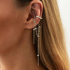 1Pcs Pearl Tassel Clip Earrings Delicate Long Tassel Metal Beaded Chain Ear Clip Ear Cuffs No Piercing Earbone Jewelry - Image 2