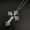 Large Detailed Cross Drill Pendant Jewel Necklace Silver Color Tone Gothic Punk Jewellery Charm Statement Women Gift(Red - Image 3
