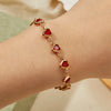 Elegant Red Crystal Zircon Metal Chain Bracelets for Women Colorful Heart Bracelets Party Wedding Wrist Charms Jewelry Gift - Image 3