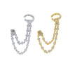 1pc Double Piercing 2 Hole Tassel Chain Mini Cz Hoop Earring Bling Cz Tennis Chain Clip on Earring Cuff Women Jewelry - Image 3