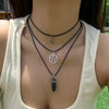 3Pcs/Set Goth Boho Pentagonal Star Crystal Leather Wax Thread Chain Necklace for Women Multilayer Choker Halloween Jewelry Gifts - Image 1
