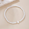A-Z Initial Letter Bracelet for Women White Beads Round Pendant Elastic Bracelets Jewelry Mother of Pearl Charm - Image 16