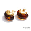 Multicolor Resin Hoop Earrings with Round and Square Shapes - Image 14