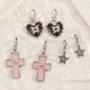 Vintage Punk Pink Crystal Cross Drop Earrings For Women Gothic Hip Hop Cross Star Charms Earrings Y2K Aesthetic Jewelry - Image 4