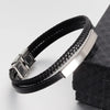Simple Style Men's Black Leather Bracelet Classic Stainless Steel Insert Double-layer Braid Bangles For Men Friend Gift - Image 14