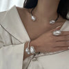 French Style Baroque Imitation Pearl Torque Necklace Bangle Ring Set For Women Punk Gold Silver Color Clavicle Jewelry Set - Image 4