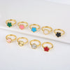 9-Color Minimalist Shell Stone Plant Flower Ring With Adjustable Opening For Women's Temperament Clover - Image 2