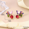 Colorful Enamel Flower Stud Earrings for Women Elegant Floral Petal Crystal Drop Earrings Jewelry Gift for Her - Image 11