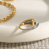 Minimalist Ends Meet Chubby Hinged Teardrop Ring Stainless Steel Two tone Stackable Ring Women's Jewelry Gift for Her - Image 3