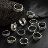 12Pcs/set Vintage Y2K Punk Carved Texture Rings for Women Men Hip-hop Stainless Steel Adjustable Open Ring Jewelry Party Gifts - Image 6