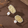 Vintage Embossed Double Bird Copper Dangle Earrings With Oval Faux Pearl Pendants for Women, Fit Banquet and Party Matching - Image 5