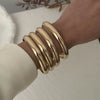4Pcs/Set Simple Punk Metal Round Bangles Set Exaggerated Vintage Irregular Wide Cuff Bangle Stackable Bracelet Jewelry - Image 4