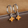 2PCS Zircon Flower Pendant Hoop Earrings for Women Simple Sweet Stainless Steel Earring Piercing Jewelry - Image 6