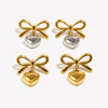 Bow Shaped Heart-shaped Earrings 316L Stainless Steel Jewelry Gold Plated Earrings for Women - Image 2