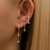 3PCS Set Star Moon Cartilage Piercing Earrings Cubic Zirconia Stainless Steel Pendant Chain Hoop Earring Piercing Jewelry - Image 3