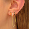 3pcs Colorful Zirconia Chain Earrings Set for Women Two Hole Round Circle Curvy Gold Color Hoop Earring Wedding Jewelry - Image 2