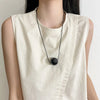 Minimalist Metal Geometric Ball Pendant Necklace for Women Design Sweater Chain Accessories - Image 3