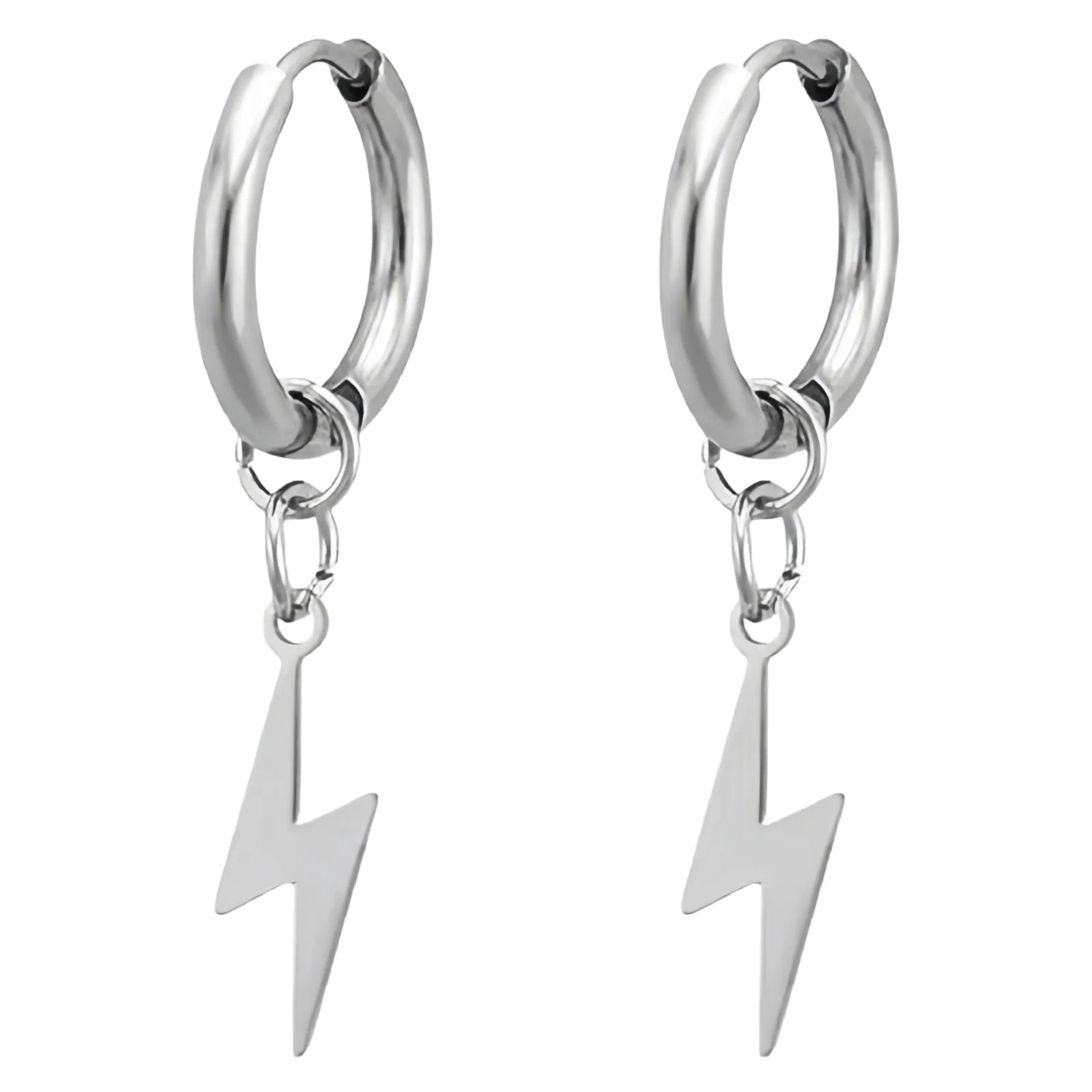 1 Pair Lightning Punk Cool Stainless Steel Piercing Dangle Hanging Men's Earrings for Women Jewelry Gift Y2K - Image 1