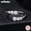 Engagement Opening Ring For Women Silver Diamond Cut Flower Adjustable Promise Rings Girl Party Gift - Image 3