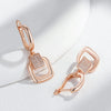 Rose Gold Color Glossy Metal Square Long Earring for Women Shiny Zircon Accessories Daily Jewelry - Image 4