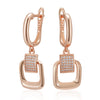 Rose Gold Color Glossy Metal Square Long Earring for Women Shiny Zircon Accessories Daily Jewelry - Image 6