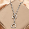 Vintage Hollow Heart Necklace for Women Girls Simple Y Shape Stainless Steel Long Pendant Toggle Necklace Jewelry Gift - Image 2