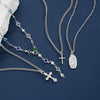 4Pcs/Set Cross Colorful Crystal Necklaces For Women Simple Gold Silver Color Y-Shaped Pendant Necklace Set Christian Jewelry - Image 15
