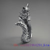 Silver Cat Ring Jewelry Adjustable Rings Gifts Amulets Accessories Charms Carved Women - Image 3