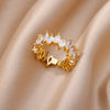 White Zircon Flower Leaf Shape Stainless Steel Rings For Women Adjustable Aesthetic Wedding Ring Light Female Jewelry Bff - Image 37