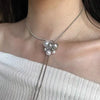 White Ggray Flower Pearl Earrings Necklace Accessory For Women's Girl’s Light Adjustable Necklace Set Jewelry - Image 4