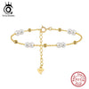 Orsa Jewels Silver Pearls Chain Bracelet Vinatge Gold Pearl Beads Bracelet on Hand Female Party Jewelry - Image 1