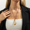 Chunky Geometric Gold Plated Stainless Steel Pendant Necklace for Women Adjustable Pull Cord Leather Chain Party Jewelry Gift - Image 2