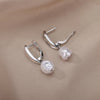 Baroque Pearl Earrings For Women Stainless Steel Zircon Water Droplet Steel Ring Drop Earring Wedding Party Jewelry - Image 4