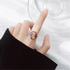 Creative Hollow Face Shaped Jewelry Silver Personality Delicate Asymmetric Opening Rings - Image 5
